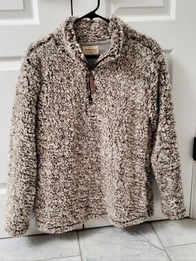 Cozy Taupe Sherpa Quarter-Zip Hoodie